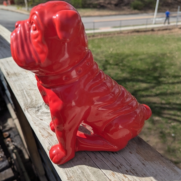 Bulldog ceramic figurine. Bulldog.Red Bulldog Ceramic Dog - Picture 2 of 4